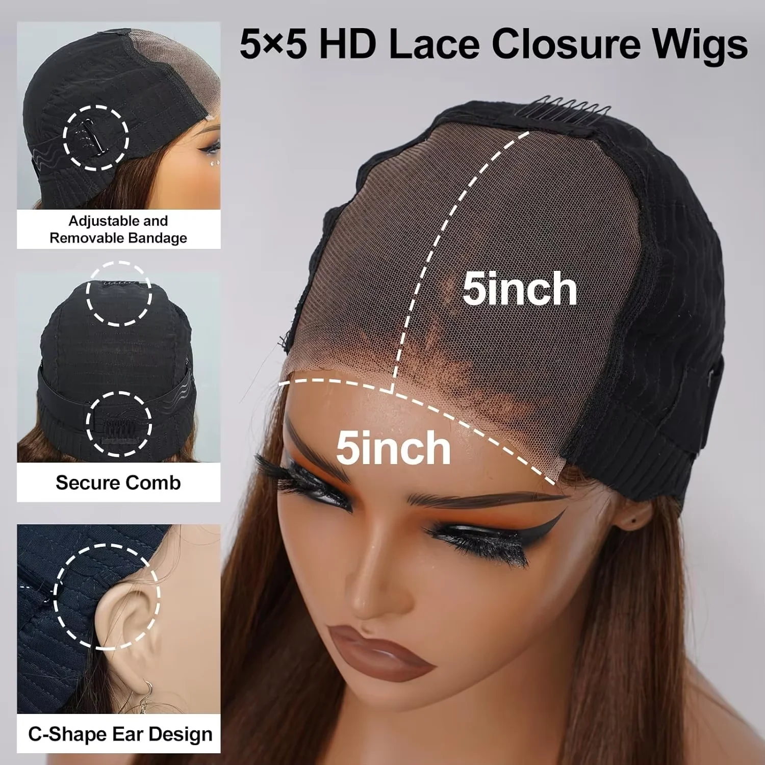 P4/27 200 Density Glatte Echthaarperücken Für Damen Im Angebot Highlight 13X4 Hd Lace Frontal Echthaarperücke 5X5 Hd Lace Closure Perücke P4/27 200 Density Glatte Echthaarperücken Für Damen Im Angebot Highlight 13X4 Hd Lace Frontal Echthaarperücke 5X5 Hd Lace Closure Perücke - Image 8