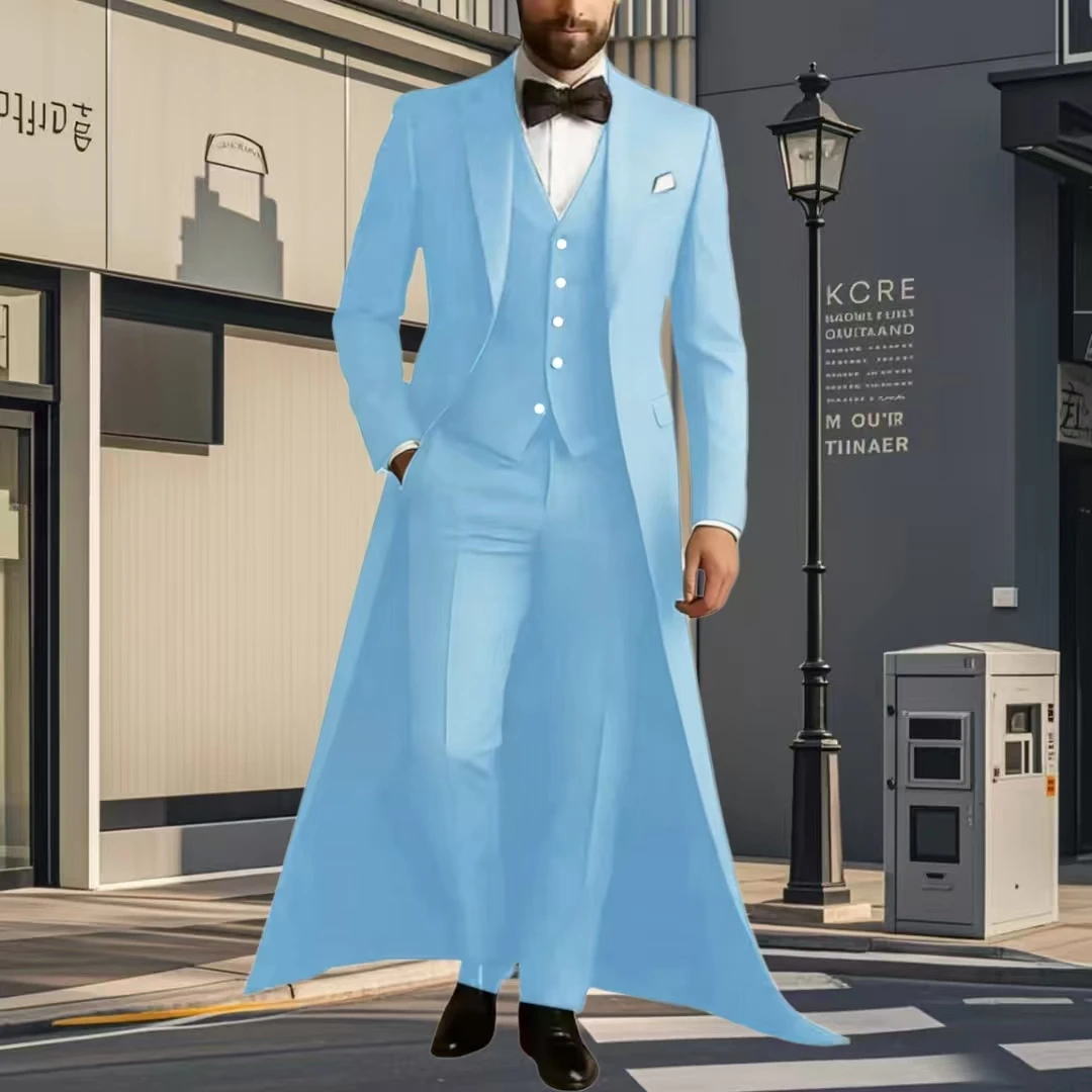 Long Jacket Business Formal Men Suit Groom Groomsman Tailored Costume Homme 3-Piece Fashion Clothing Set Jacket Pants Vest Long Jacket Business Formal Men Suit Groom Groomsman Tailored Costume Homme 3-Piece Fashion Clothing Set Jacket Pants Vest – Bild 6
