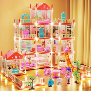 3D DIY Traum Prinzessin Schloss Villa Montage Puppenhaus Set Spielzeug Mädchen Familie Spielzeug Kinder Musik Puppenhaus Montage Villa Haus
