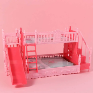 Rollenspiel Puppenhaus Etagenbett Kleine Möbel Schlafzimmer Dekoration Puppenbett Prinzessin Simulation mit Rutsche Puppenhausmöbel