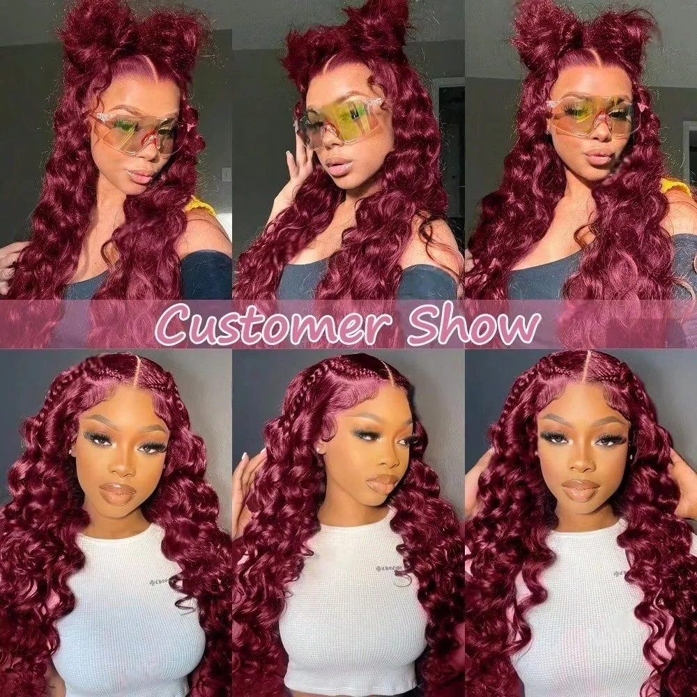 250% 13X4 Hd Transparent 99J Burgundy Loose Wave Lace Front Wigs Deep Wave Frontal Wig Colored 99J Burgundy Deep Curly Lace Front Human Hair Wigs Preplucked For Women 250% 13X4 Hd Transparent 99J Burgundy Loose Wave Lace Front Wigs Deep Wave Frontal Wig Colored 99J Burgundy Deep Curly Lace Front Human Hair Wigs Preplucked For Women - Image 6