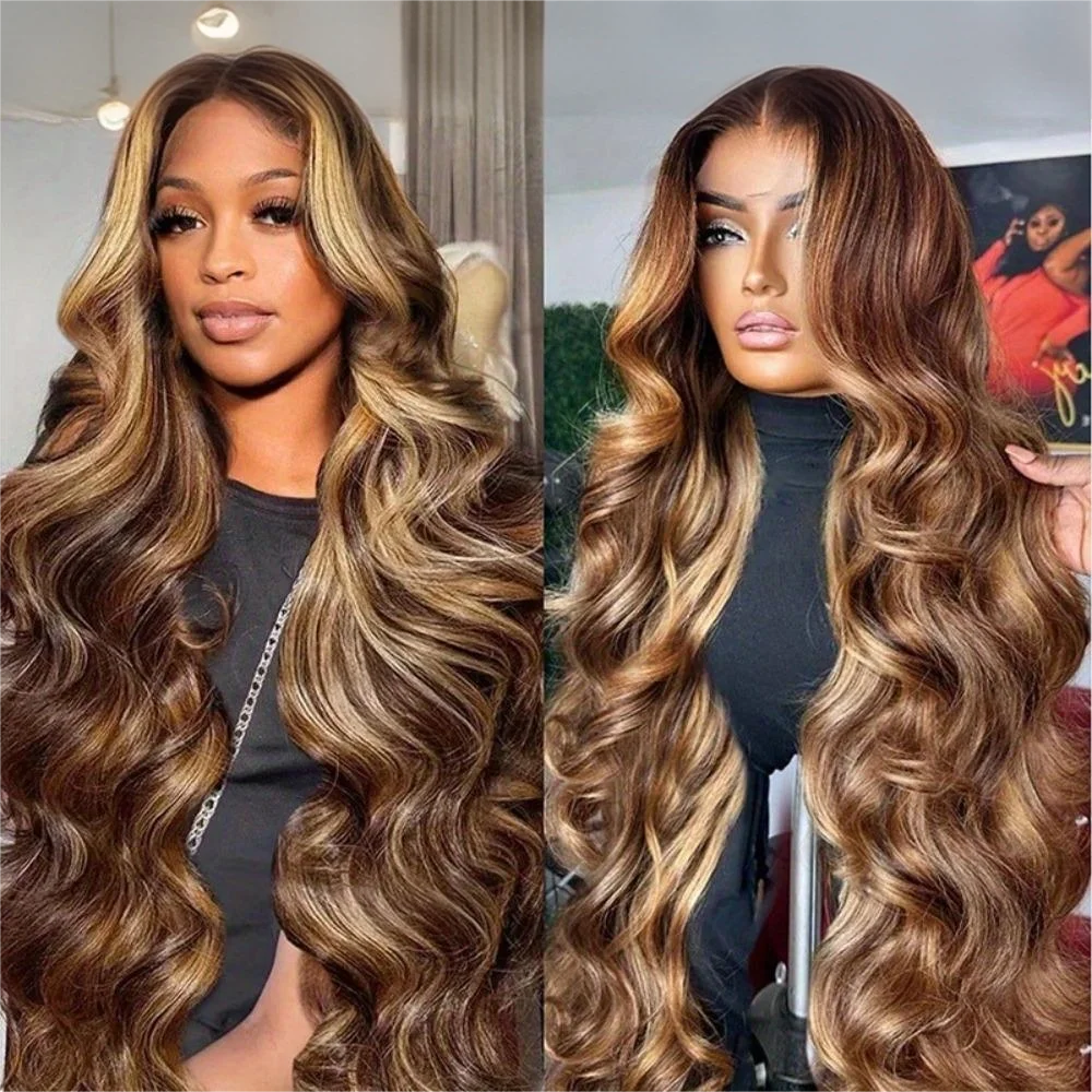 30 Zoll Honigblonde Ombre Lace Front Perücke Echthaar 13X4 Hd Lace Front Perücke 4/27 Highlight Ombre Body Wave Lace Frontal Glueless 30 Zoll Honigblonde Ombre Lace Front Perücke Echthaar 13X4 Hd Lace Front Perücke 4/27 Highlight Ombre Body Wave Lace Frontal Glueless - Image 3