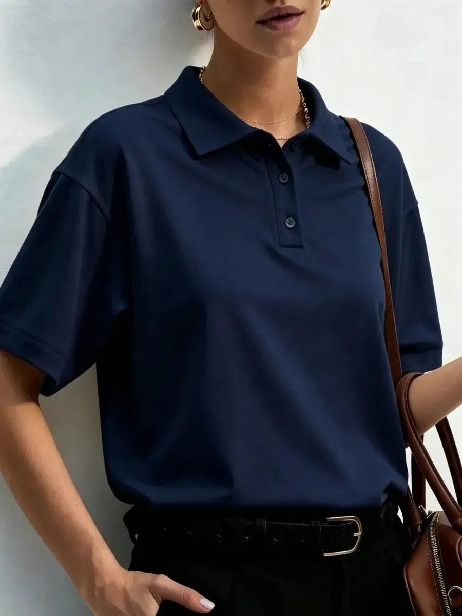 Poloshirt Aus Baumwolle, Einfarbig, Atmungsaktiv, Für Damen Und Herren Poloshirt Aus Baumwolle, Einfarbig, Atmungsaktiv, Für Damen Und Herren - Image 7