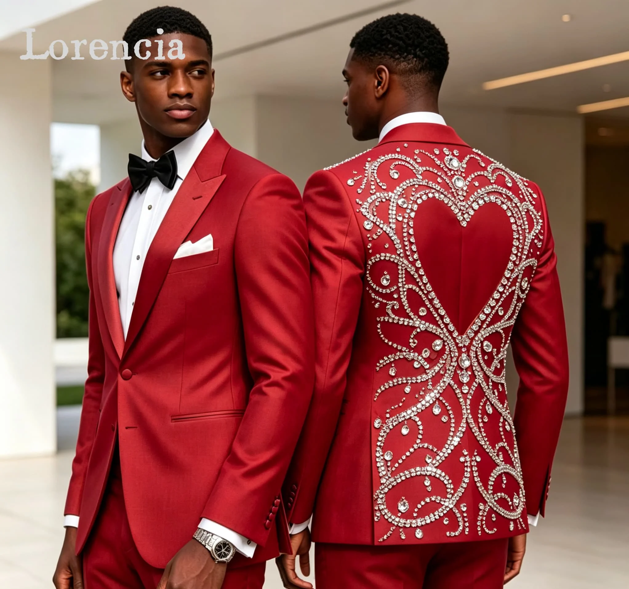 Rhinestone Men Suits 2 Pieces Sets Peak Lapel Male Party Blazer Beaded Crystals Wedding Groom Tuxedos Customized Ropa Hombre Rhinestone Men Suits 2 Pieces Sets Peak Lapel Male Party Blazer Beaded Crystals Wedding Groom Tuxedos Customized Ropa Hombre