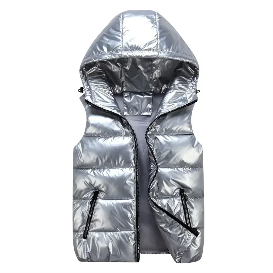 Männer Winter Mit Kapuze Gepolsterte Weste Glänzend Ärmellose Jacke Casual Outwear Verdicken Warme Mantel Wasserdichte Weste Männer Kleidung 4Xl Männer Winter Mit Kapuze Gepolsterte Weste Glänzend Ärmellose Jacke Casual Outwear Verdicken Warme Mantel Wasserdichte Weste Männer Kleidung 4Xl – Bild 11