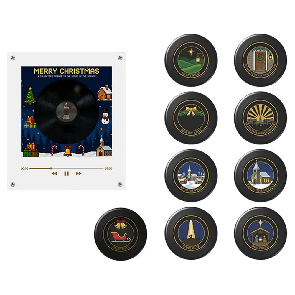 Weihnachts-Vinyl-Plattenspieler Kühlschrank-Schallplatte Nfc Magnetisches Musikbox-Set, Mit 9 Vinyl-Stil-Scheiben, Geeignet Als Weihnachtsdekoration Und Geschenk Weihnachts-Vinyl-Plattenspieler Kühlschrank-Schallplatte Nfc Magnetisches Musikbox-Set, Mit 9 Vinyl-Stil-Scheiben, Geeignet Als Weihnachtsdekoration Und Geschenk - Image 2