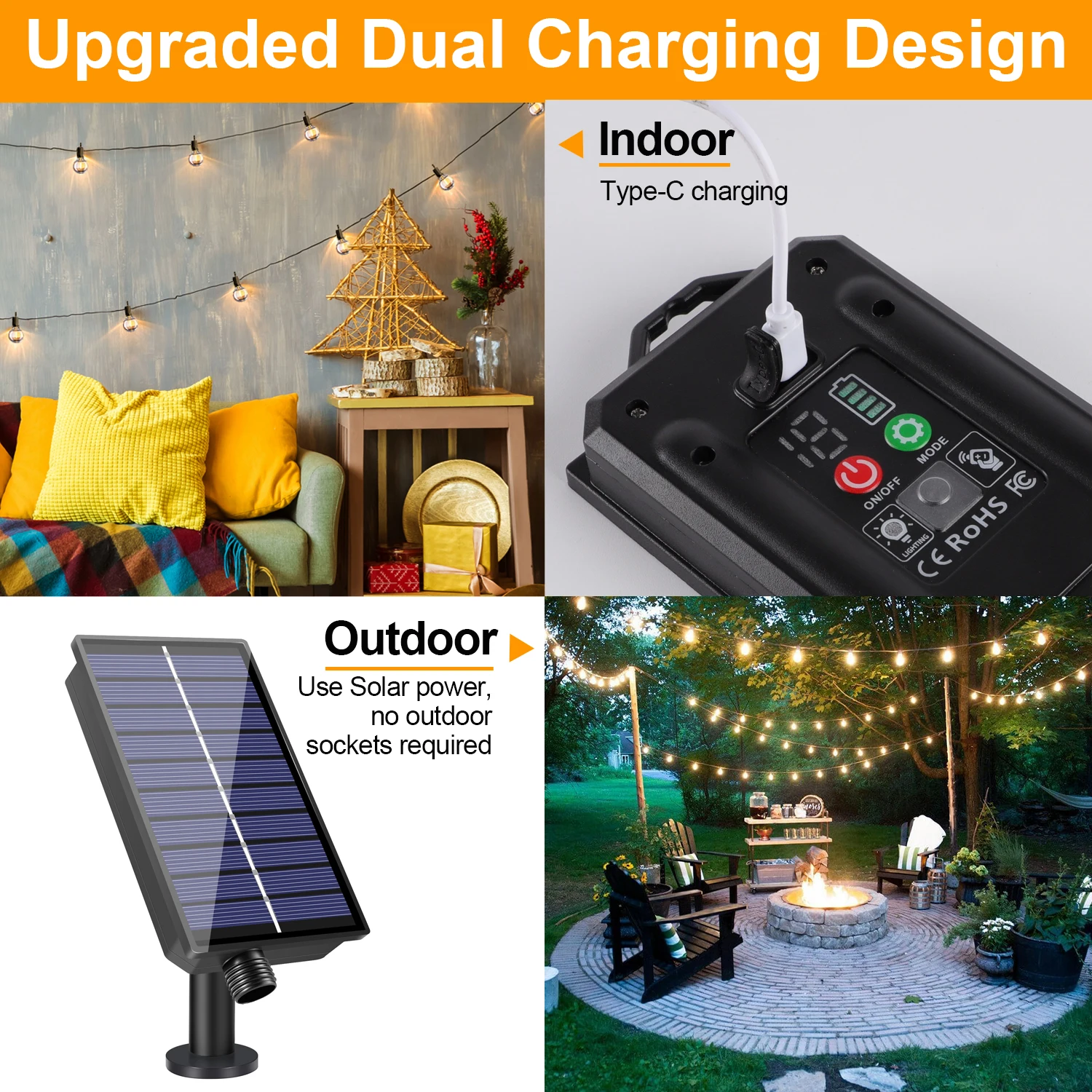 G40 Solar-LED-Kugellichterkette – bruchfest & wasserdicht für Garten & Terrasse – Bild 3