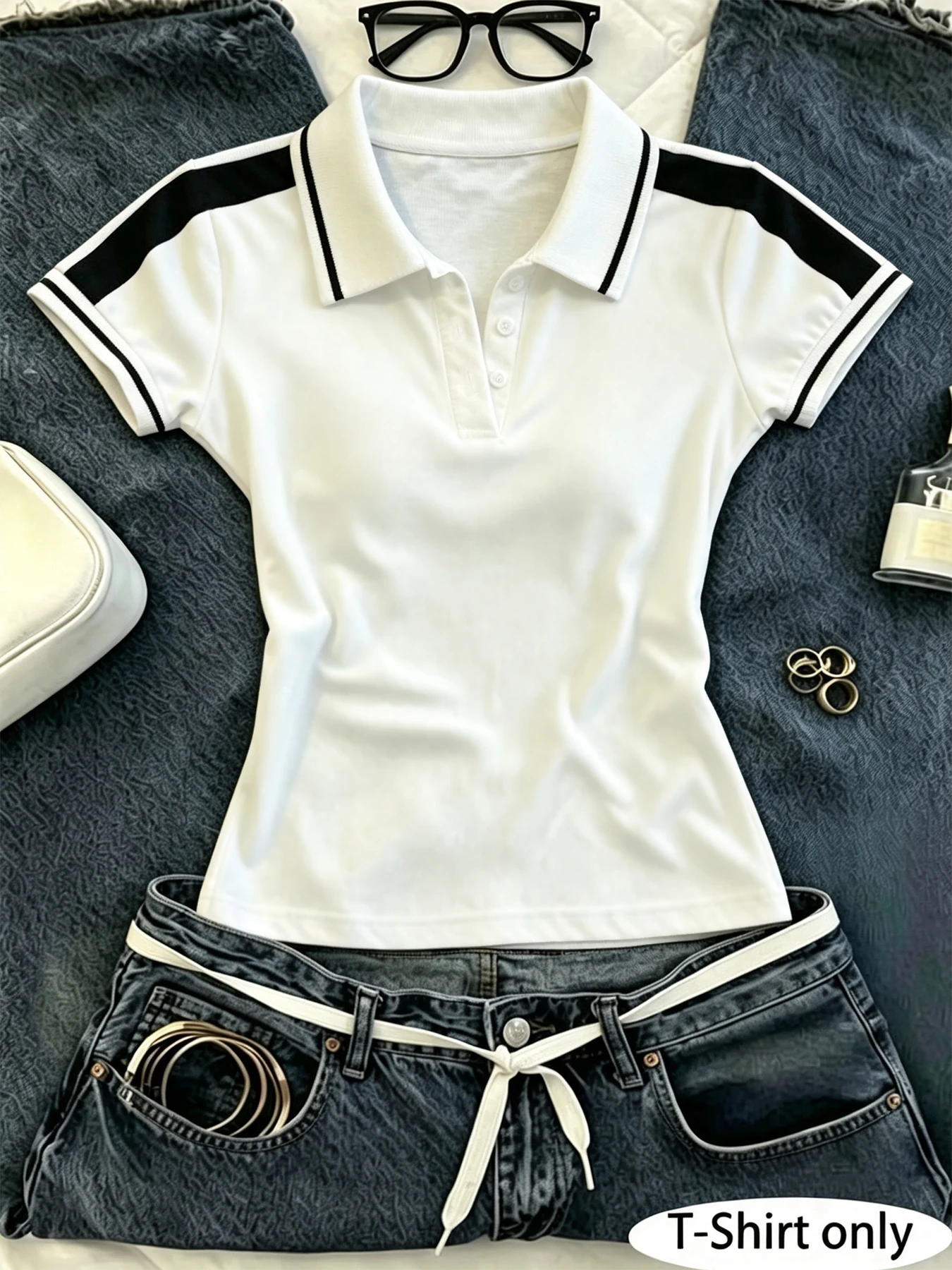 Women’s Y2K Slim Fit Polo Shirt,Contrast-Color Shoulder Panels, Basic Retro Preppy Sport Casual Cropped Streetwear Top Women’s Y2K Slim Fit Polo Shirt,Contrast-Color Shoulder Panels, Basic Retro Preppy Sport Casual Cropped Streetwear Top