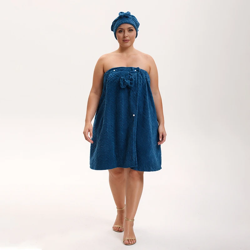 2Pcs Wearable Bath Towel Set, Including 1 Dry Hair Cap And 1 Bath Skirt, Soft And Absorbent, A Great Match For The Bathroom 2Pcs Wearable Bath Towel Set, Including 1 Dry Hair Cap And 1 Bath Skirt, Soft And Absorbent, A Great Match For The Bathroom - Image 3