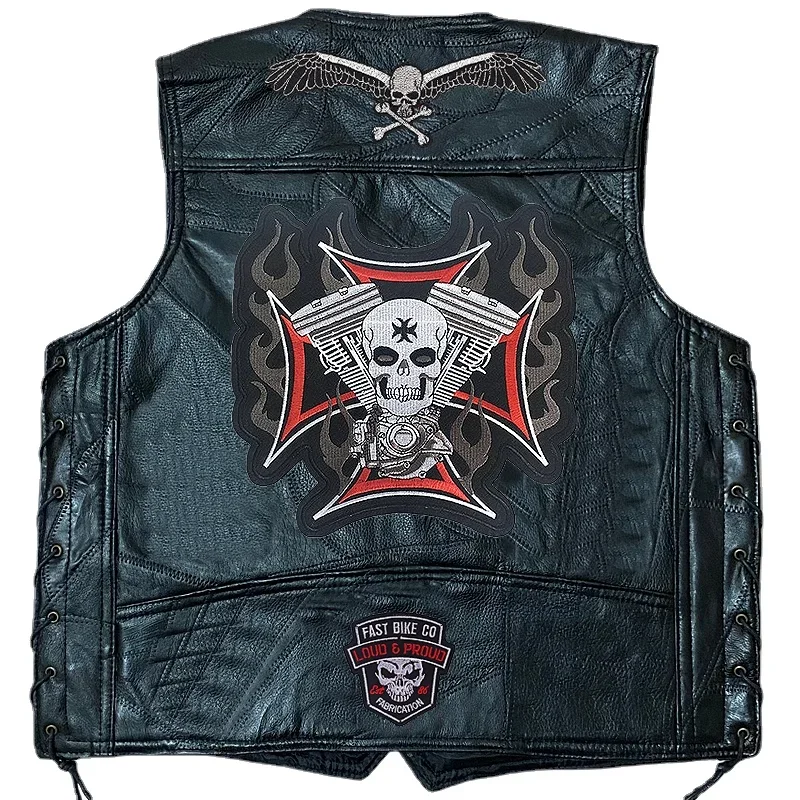 Lokomotive Lederweste Tiger Bestickte Patches Ärmellose Moto Biker Jacke Casual Streetwear Lokomotive Club Punk Veste Lokomotive Lederweste Tiger Bestickte Patches Ärmellose Moto Biker Jacke Casual Streetwear Lokomotive Club Punk Veste – Bild 10
