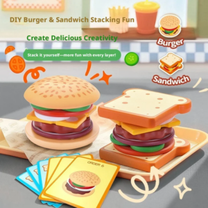 New Children Pretend Play Kitchen Toys Hamburger Sandwich Simulation Food Matching Games Montessori Educational Stacking Toy