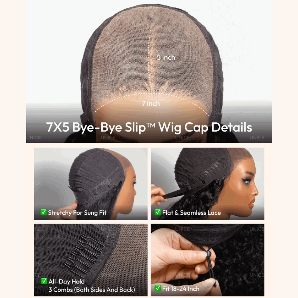 Unice Burmesische Lockenperücke Mit Pony &Amp; Fingerlockenenden 7X5 Bye-Bye Slip Lace Glueless Echthaarperücke Sofort Tragbar 150% Dichte Unice Burmesische Lockenperücke Mit Pony &Amp; Fingerlockenenden 7X5 Bye-Bye Slip Lace Glueless Echthaarperücke Sofort Tragbar 150% Dichte - Image 4