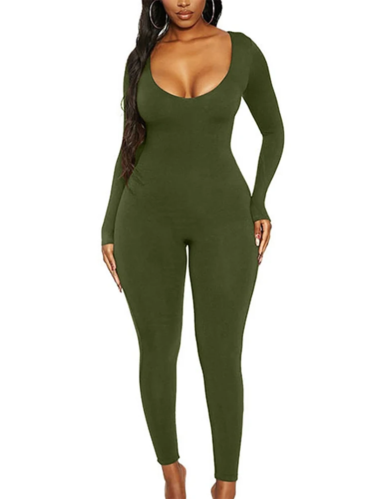 Spring And Summer New Women'S Jumpsuit Long Sleeve Solid Color Skinny Jumpsuit Fashion Sports Fitness Jumpsuit Pullover Spring And Summer New Women'S Jumpsuit Long Sleeve Solid Color Skinny Jumpsuit Fashion Sports Fitness Jumpsuit Pullover - Image 3