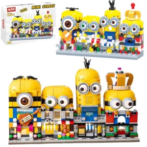4pcs MINIONS building blocks cute cartoon anime peripheral desktop decoration assembly model interactive educational toy gift