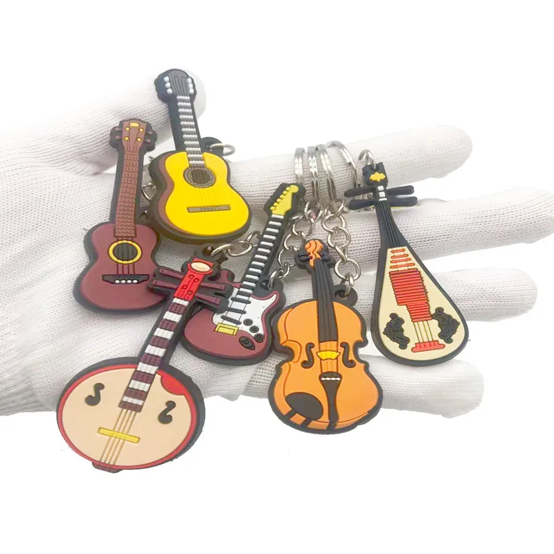 New Musical Instrument Silicone Guitar Pvc Soft Keychain Cartoon Small Gift Pendant New Musical Instrument Silicone Guitar Pvc Soft Keychain Cartoon Small Gift Pendant