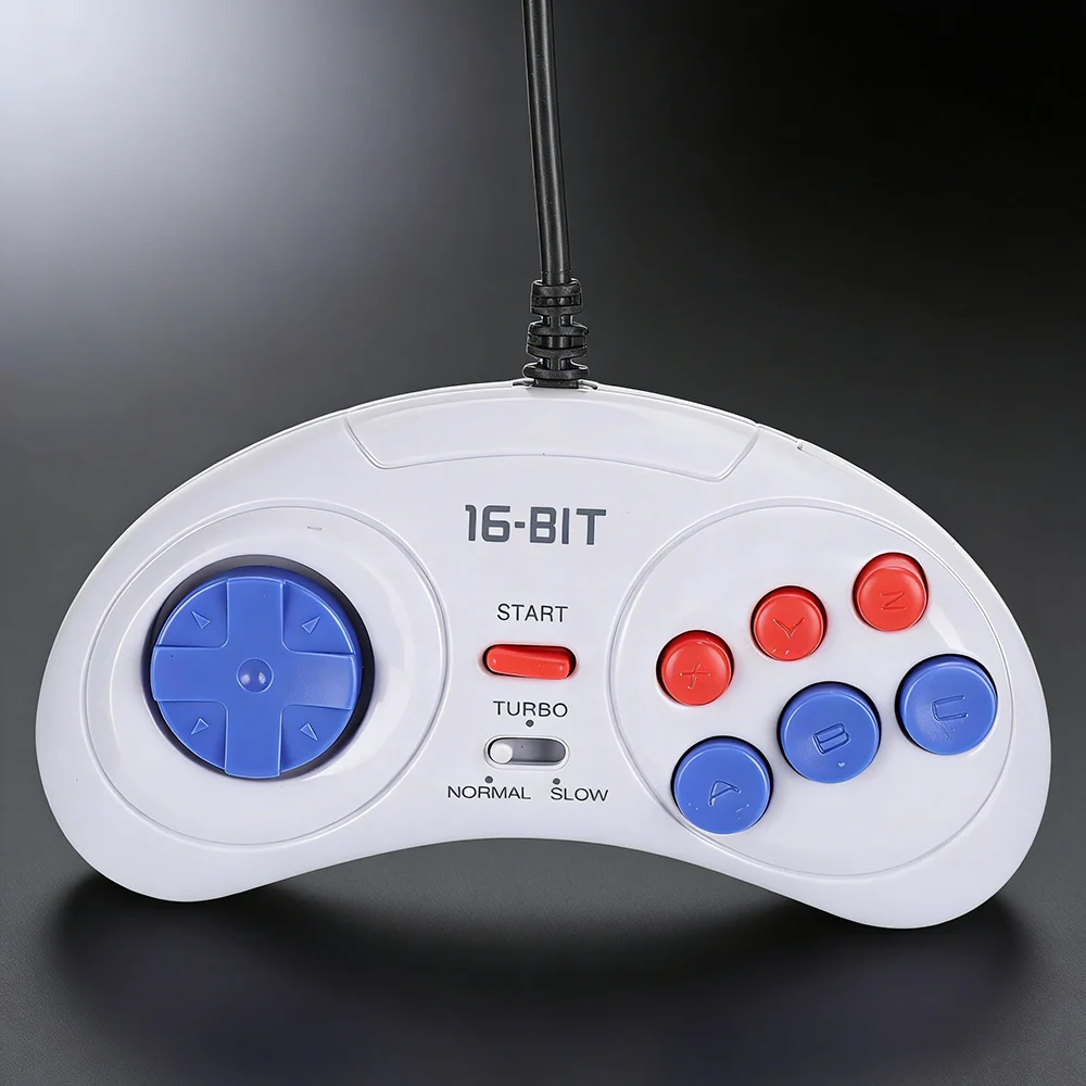 16Bit 9-Pin Mini Handheld Game Console, Ergonomic Gaming Controller Gamepad White With Turbo Function, Comfortable Hand Feeling 16Bit 9-Pin Mini Handheld Game Console, Ergonomic Gaming Controller Gamepad White With Turbo Function, Comfortable Hand Feeling