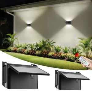 Intelamp Solar-Wandleuchte 2000 mAh Up & Down – 3 Lichtfarben, für Zaun, Terrasse & Veranda (2er/4er Pack)