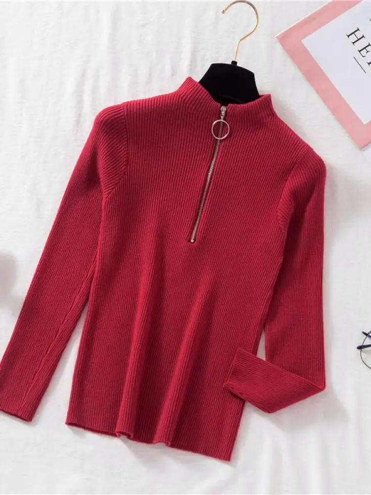 Frauen Mode Solide Gestrickte Pullover Vintage Langarm Reiß Verschluss Grundlegende Halbe Roll Kragen Pullover Weibliche Pullover Schicke Lässige Tops Frauen Mode Solide Gestrickte Pullover Vintage Langarm Reiß Verschluss Grundlegende Halbe Roll Kragen Pullover Weibliche Pullover Schicke Lässige Tops – Bild 10