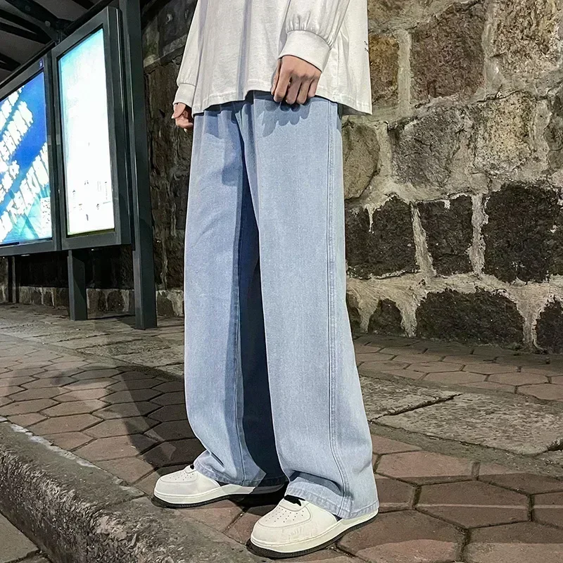 Korean Style Streetwear New Fashion Baggy Casual Men Jeans High Street Harajuku Denim Trousers Men Brand pants Black grey Blue - Image 3