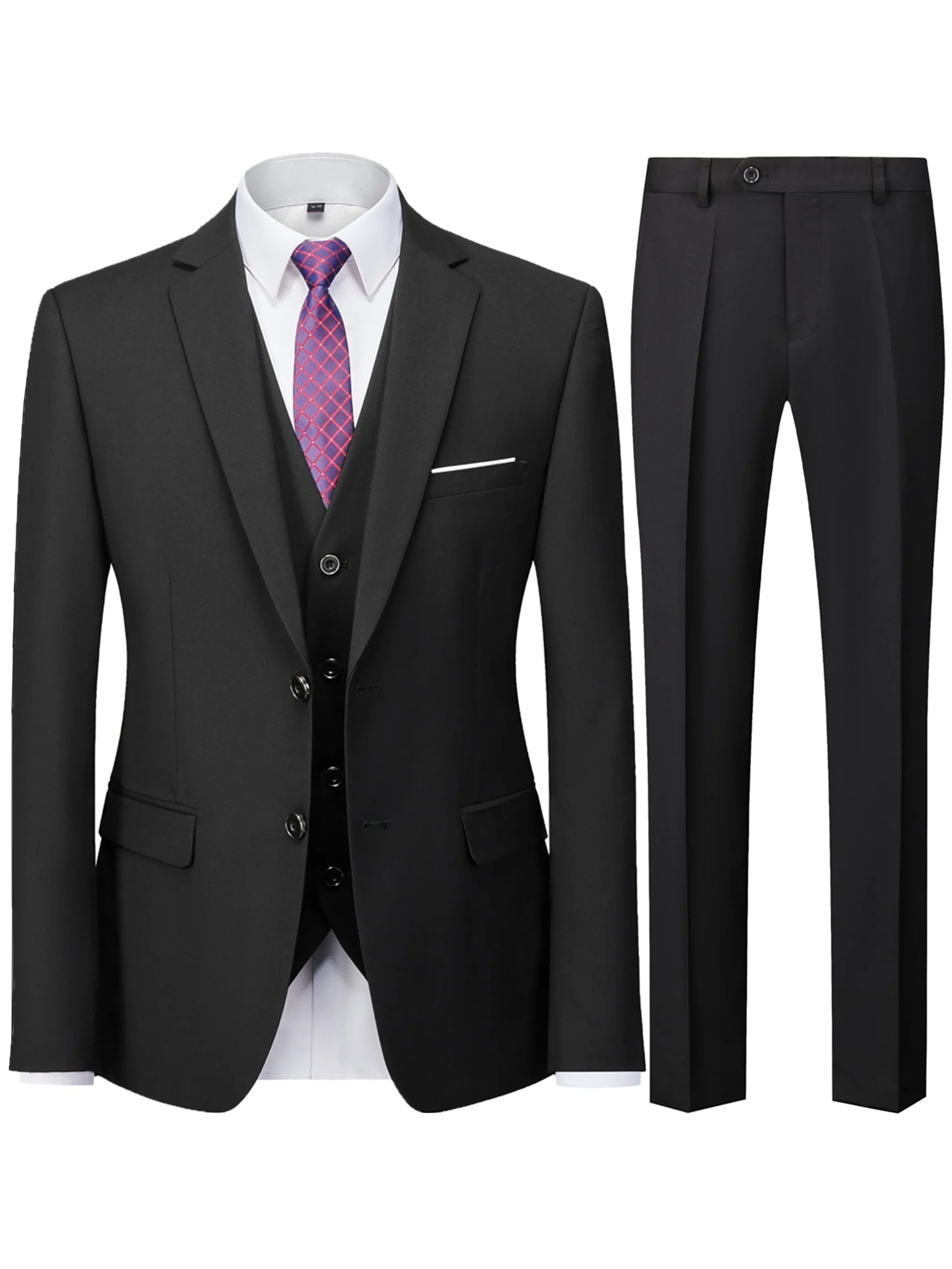Herren Anzug 2-Teilig Bordeaux (Sakko Und Hose, Ohne Weste), Slim Fit Herren Anzug 2-Teilig Bordeaux (Sakko Und Hose, Ohne Weste), Slim Fit - Image 4