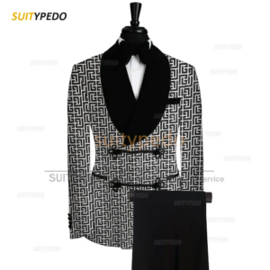 Slim Fit Men Suit Sets Wedding Groomsman Tailor-made Jacquard Blazer Pants Outfits Fashion Gala Male Newest Luxury Tuxedos
