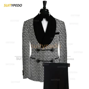 Slim Fit Men Suit Sets Wedding Groomsman Tailor-made Jacquard Blazer Pants Outfits Fashion Gala Male Newest Luxury Tuxedos