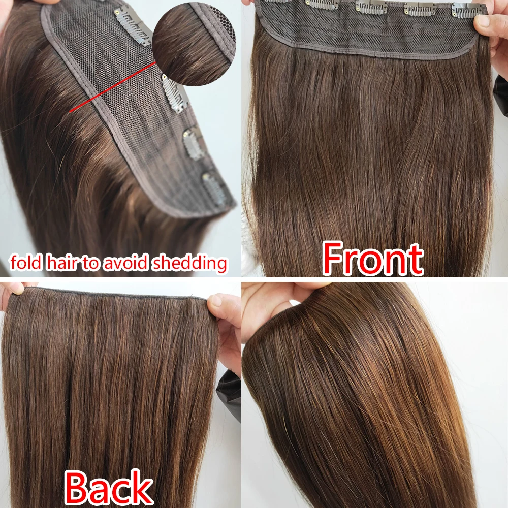 Doreen 100G 120G Brazilian Hair Clip In One Piece Real Human Hair Extensions 14 To 22Inch 1Pc 5 Clips Dark Brown Hair Clip On Doreen 100G 120G Brazilian Hair Clip In One Piece Real Human Hair Extensions 14 To 22Inch 1Pc 5 Clips Dark Brown Hair Clip On - Image 3