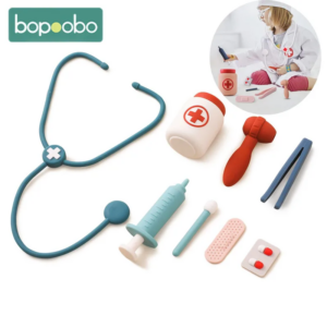 Baby Silikon Ärzte Spielzeug so tun, als würden sie Kinder Rollenspiele spielen, als würden sie Puppen zubehör spielen