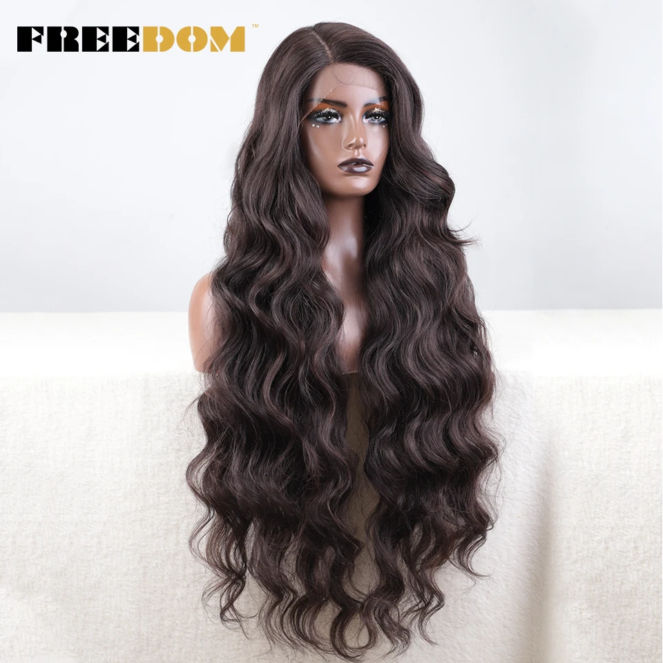 Freedom Synthetik Lace-Perücke, Extra Lang, Gewellt, Seitenscheitel, Braun-Blau Ombré, Hitzebeständig Freedom Synthetik Lace-Perücke, Extra Lang, Gewellt, Seitenscheitel, Braun-Blau Ombré, Hitzebeständig - Image 2