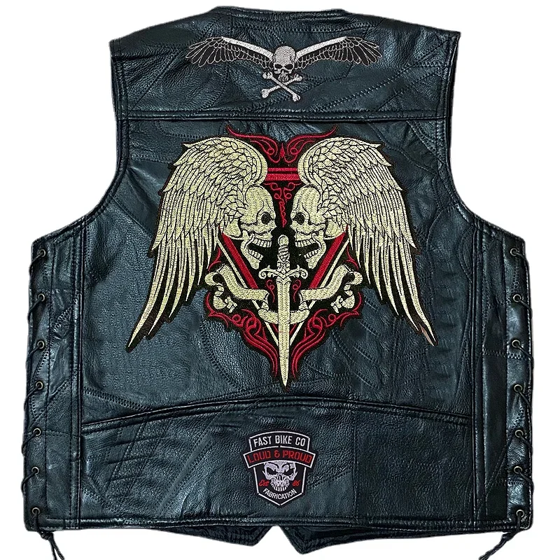 Lokomotive Lederweste Tiger Bestickte Patches Ärmellose Moto Biker Jacke Casual Streetwear Lokomotive Club Punk Veste Lokomotive Lederweste Tiger Bestickte Patches Ärmellose Moto Biker Jacke Casual Streetwear Lokomotive Club Punk Veste – Bild 9