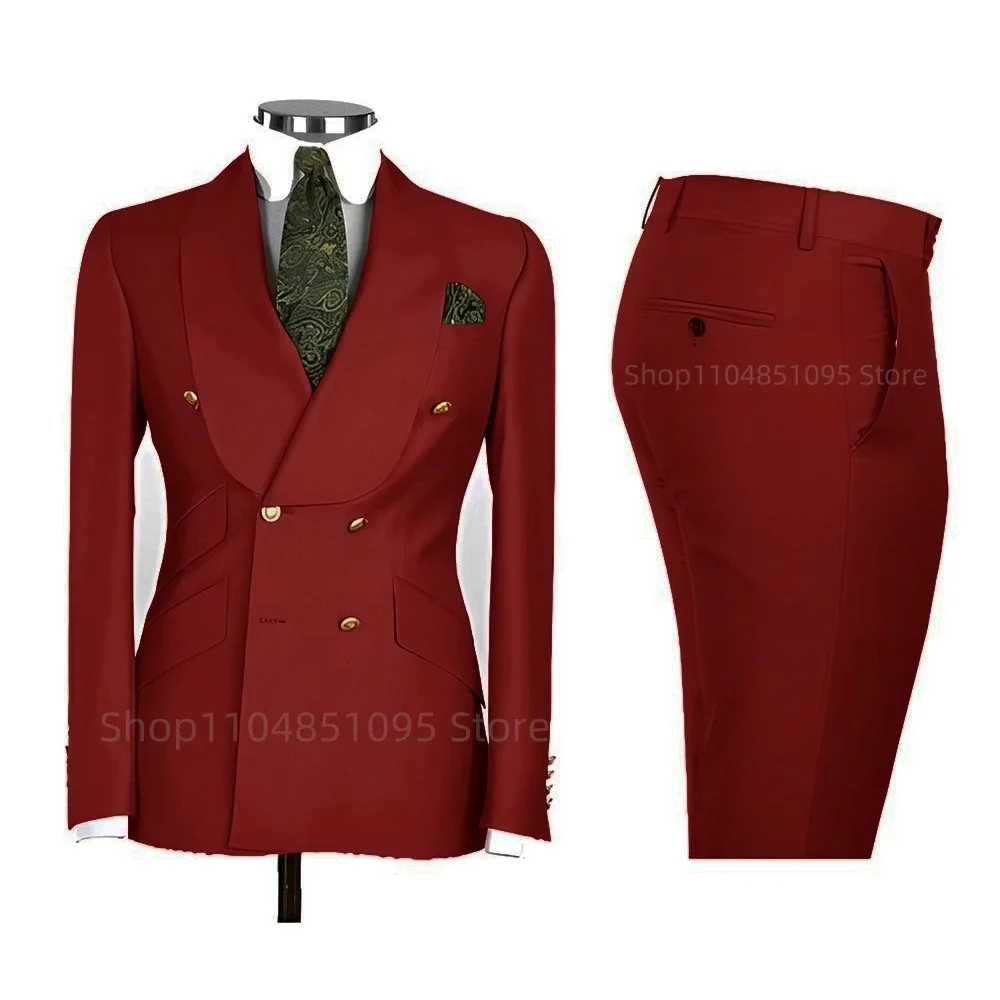 New 2 Pcs Wedding Ball Reunion Attire Double-Breasted Suit Set Men'S Slim-Fit Young Men Blazer Jacket Suits Pants Ensemble New 2 Pcs Wedding Ball Reunion Attire Double-Breasted Suit Set Men'S Slim-Fit Young Men Blazer Jacket Suits Pants Ensemble - Image 20