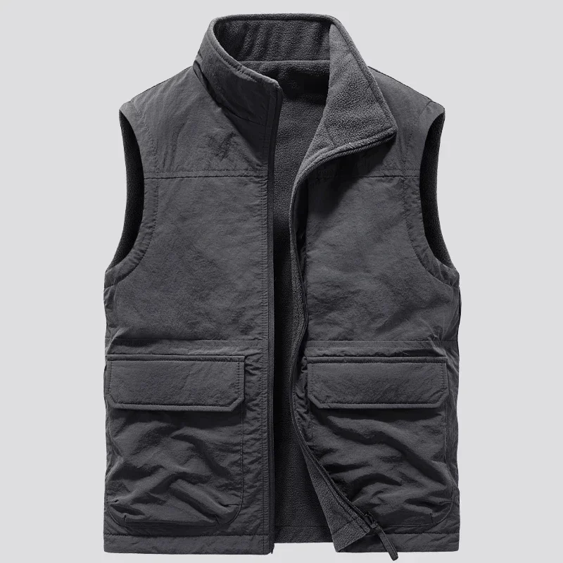 Reversible Ärmellose Jacke Herren Weste Mantel Winter Weste Dicke Warme Fleece Arbeits Kleidung Tops Cargo Weste Wind Jacke Neue Mode Reversible Ärmellose Jacke Herren Weste Mantel Winter Weste Dicke Warme Fleece Arbeits Kleidung Tops Cargo Weste Wind Jacke Neue Mode - Image 8
