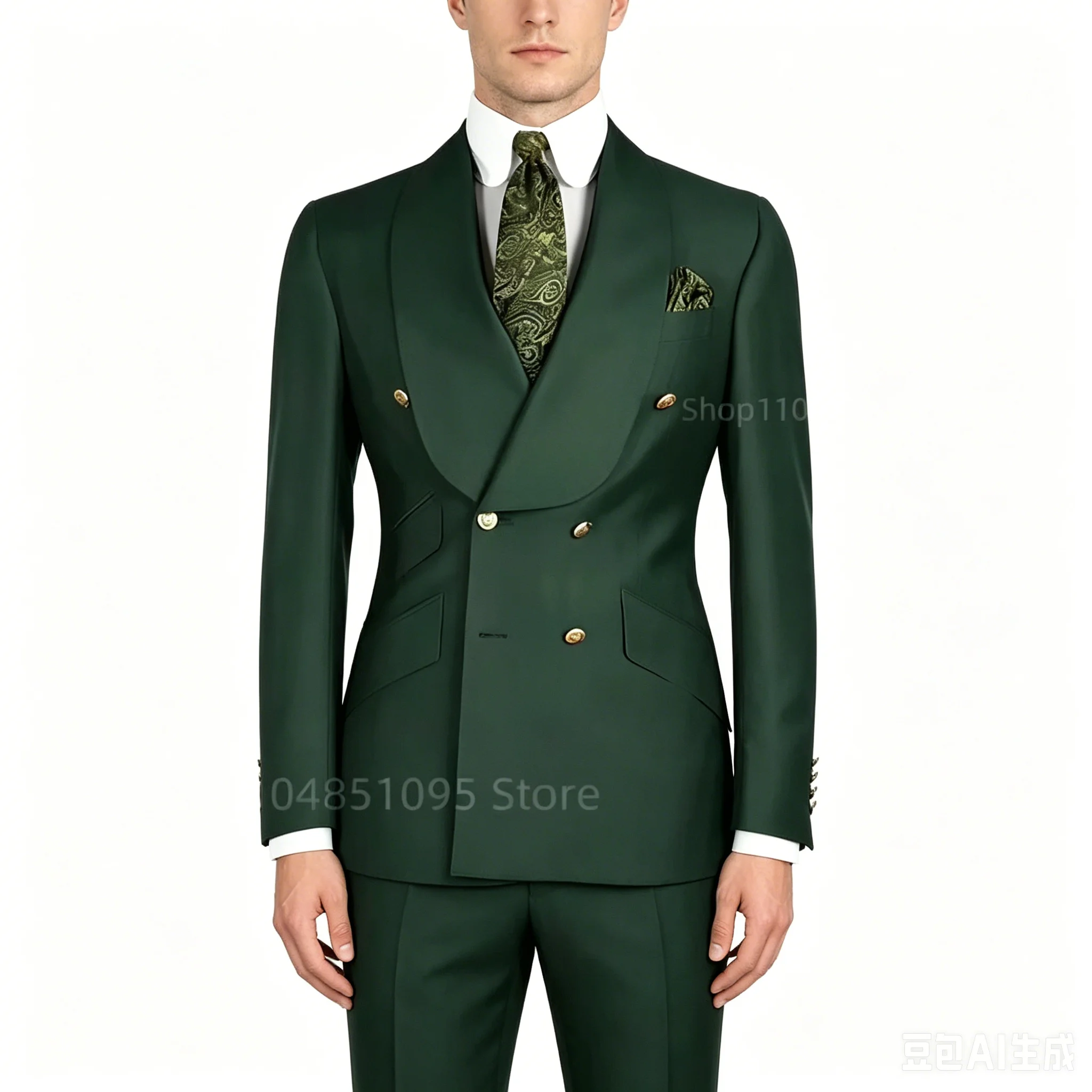 New 2 Pcs Wedding Ball Reunion Attire Double-Breasted Suit Set Men'S Slim-Fit Young Men Blazer Jacket Suits Pants Ensemble New 2 Pcs Wedding Ball Reunion Attire Double-Breasted Suit Set Men'S Slim-Fit Young Men Blazer Jacket Suits Pants Ensemble