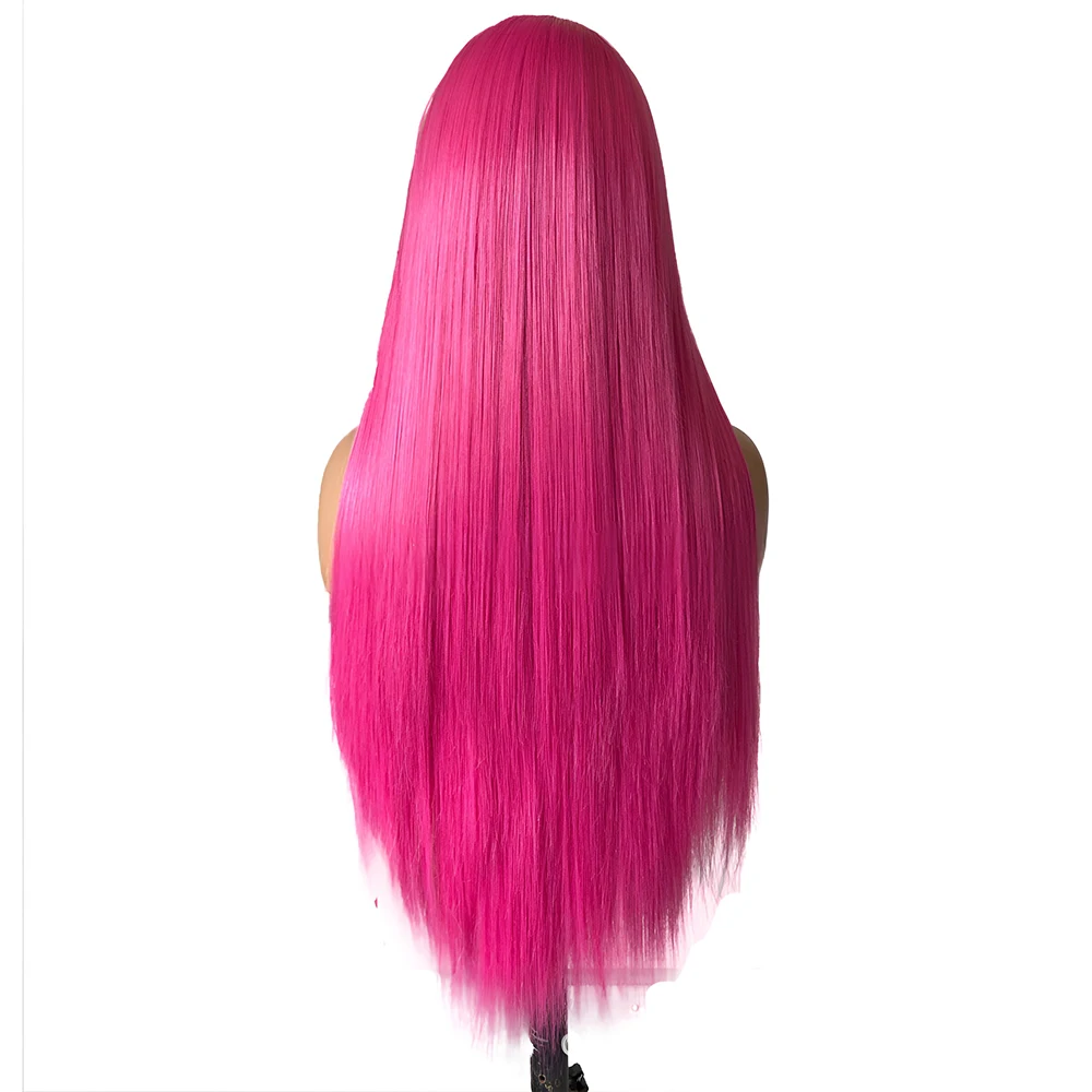 Synthetik Lace-Perücke Rosa, Glatt, Lang, Ohne Kleber, Natürlicher Haaransatz Synthetik Lace-Perücke Rosa, Glatt, Lang, Ohne Kleber, Natürlicher Haaransatz - Image 5