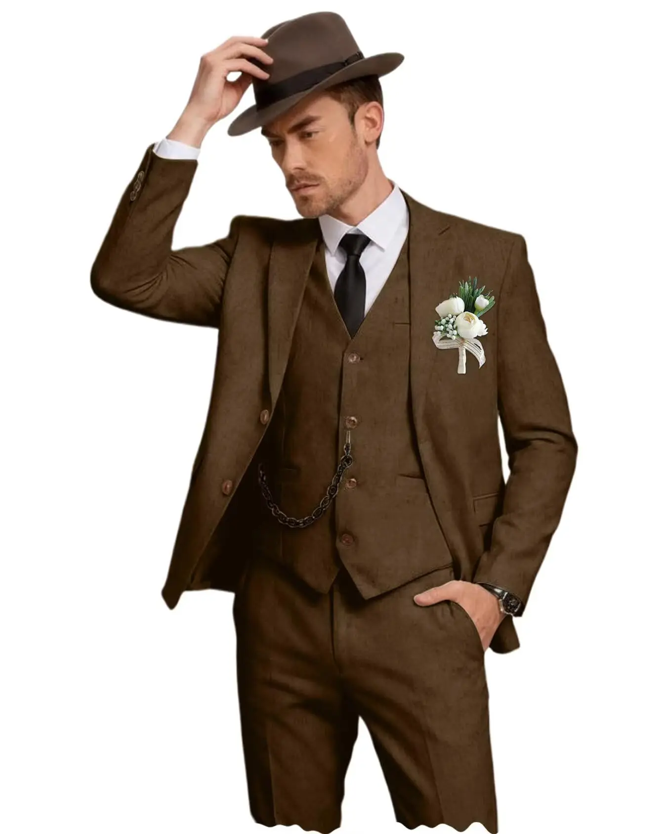 Herren Leinenanzug 3-Teilig, Slim Fit: Sakko, Weste Und Hose Herren Leinenanzug 3-Teilig, Slim Fit: Sakko, Weste Und Hose - Image 11