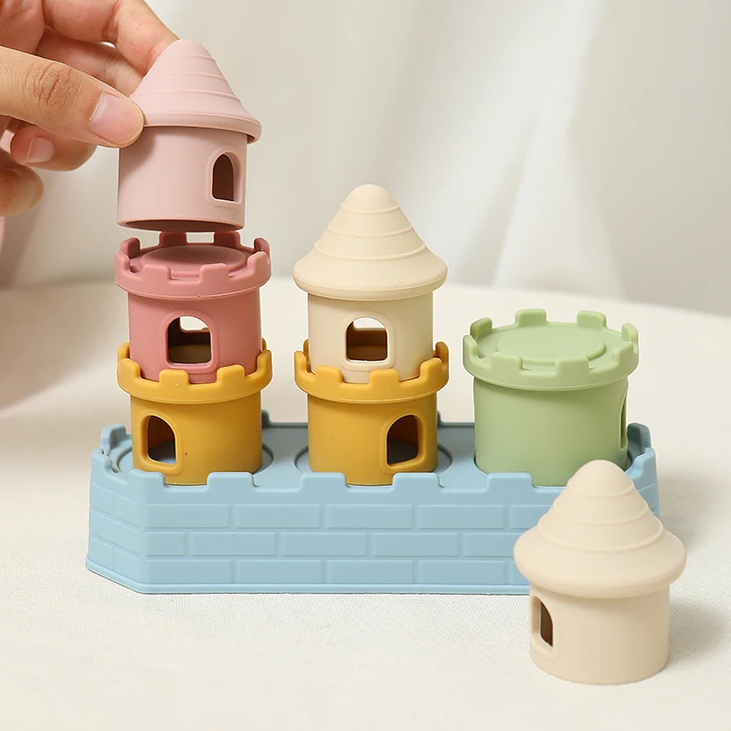 8 Teile/Satz Baby Silikon Schloss Stapeln Spielzeug Frühe Pädagogische Montessori Bausteine Für Kleinkinder Kinder Stapelbare Spielzeug Geschenke 8 Teile/Satz Baby Silikon Schloss Stapeln Spielzeug Frühe Pädagogische Montessori Bausteine Für Kleinkinder Kinder Stapelbare Spielzeug Geschenke - Image 5