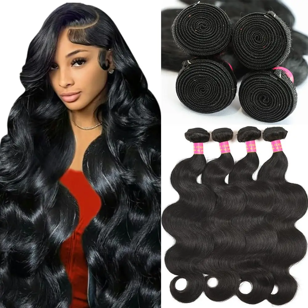 Body Wave Echthaar-Bündel, Naturfarben, Remy, 1/3/4 Stück, 10–40 Zoll Body Wave Echthaar-Bündel, Naturfarben, Remy, 1/3/4 Stück, 10–40 Zoll
