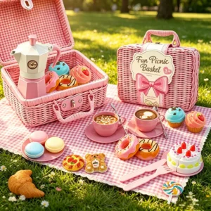 Mädchen Rollenspiel Picknick Essen Küchen-Teeservice Spielzeug Simulations-Dessert Kaffee Nachmittagstee-Party Spiele für Kinder Geschenk