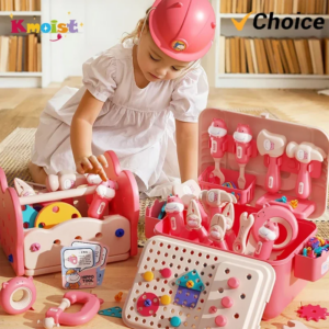 Pädagogisches Rollenspiel, Bau, Kinder, Zuhause, Werkzeugkasten, Simulation, Bohrer, Schraubenentfernung, Puzzle, multifunktionales Montagespielzeug