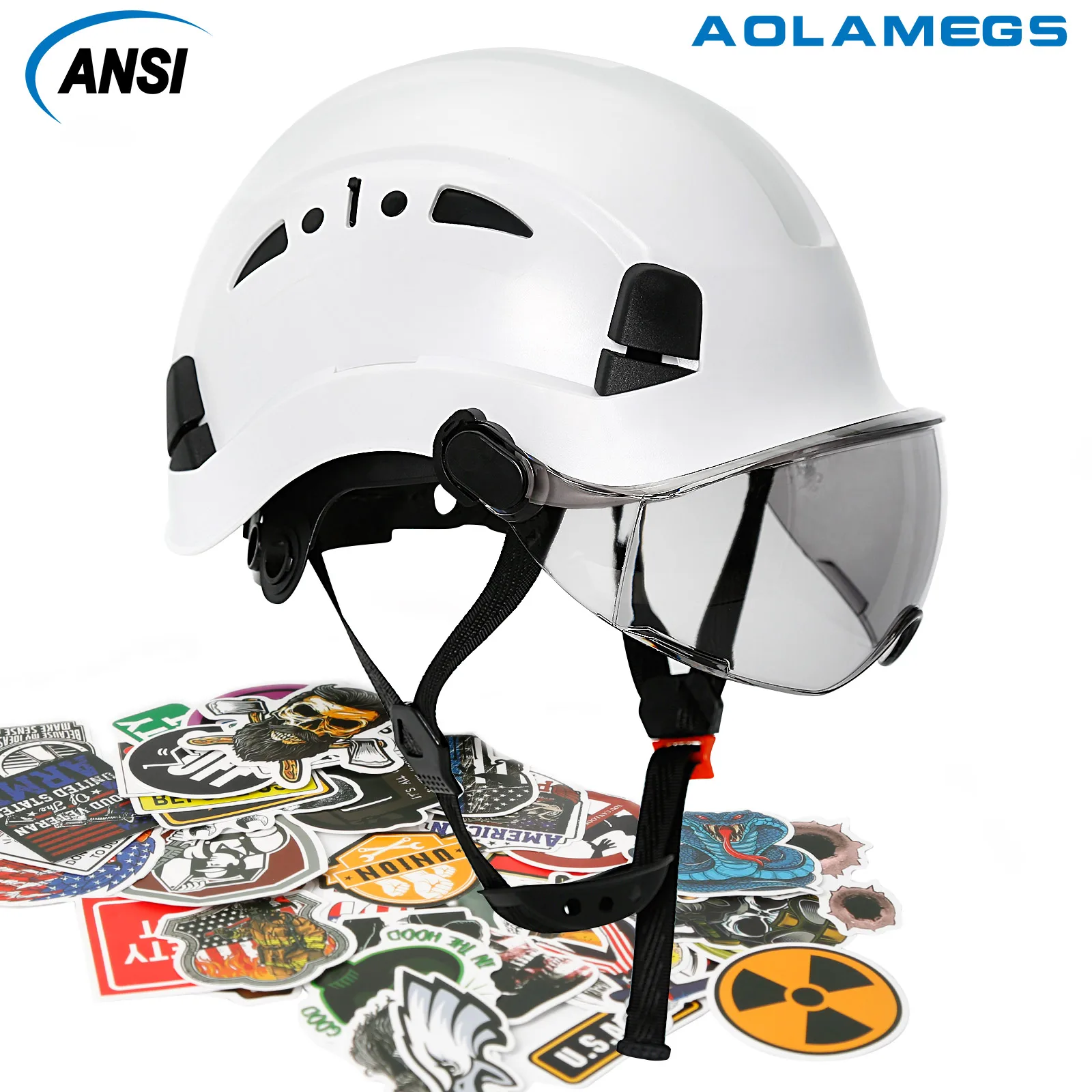 Bauhelm aus ABS mit Visier und Belüftung
