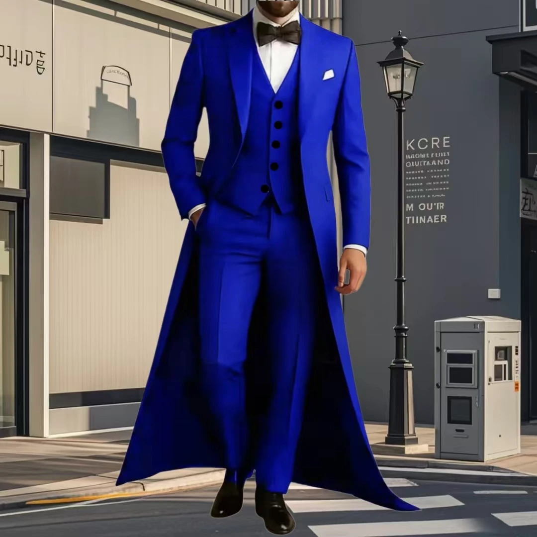 Long Jacket Business Formal Men Suit Groom Groomsman Tailored Costume Homme 3-Piece Fashion Clothing Set Jacket Pants Vest Long Jacket Business Formal Men Suit Groom Groomsman Tailored Costume Homme 3-Piece Fashion Clothing Set Jacket Pants Vest – Bild 5