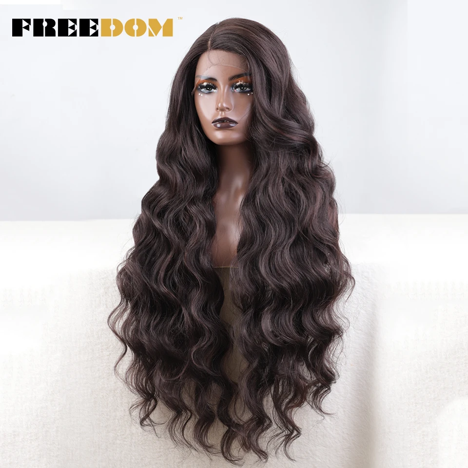 Freedom Synthetik Lace-Perücke, Extra Lang, Gewellt, Seitenscheitel, Braun-Blau Ombré, Hitzebeständig Freedom Synthetik Lace-Perücke, Extra Lang, Gewellt, Seitenscheitel, Braun-Blau Ombré, Hitzebeständig - Image 3