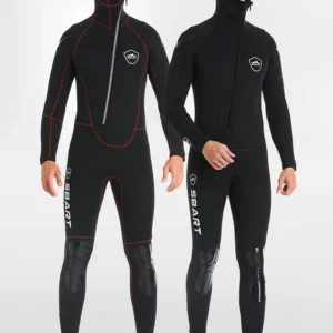 5MM Tauchanzug Verdickter Warmer Schwimmanzug mit Kapuze Knieschutz Tieftauch- und Angelanzug Winter-Schwimmausrüstung Neoprenanzug