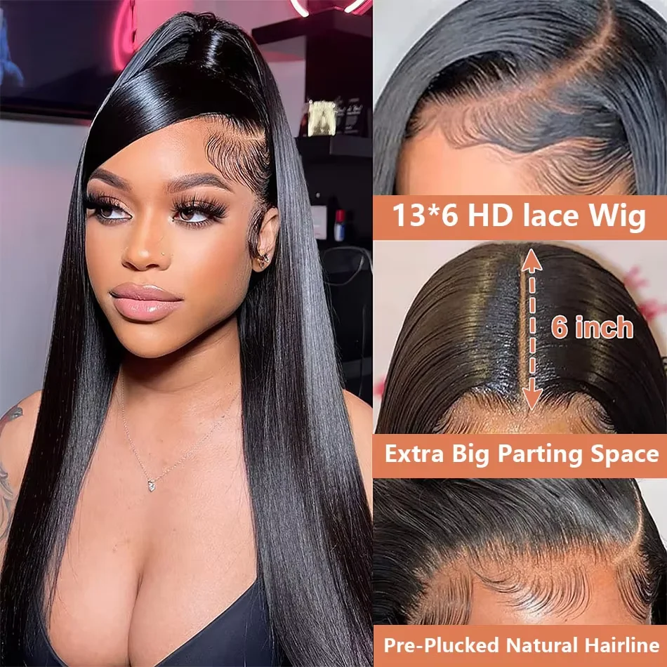 30 Zoll Natürliche Schwarze 360 Lace Front Gerade Echthaarperücken 360 Hd Transparente Volle Spitze Leimlose Perücken Echthaar Vorgezupft 30 Zoll Natürliche Schwarze 360 Lace Front Gerade Echthaarperücken 360 Hd Transparente Volle Spitze Leimlose Perücken Echthaar Vorgezupft - Image 3