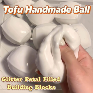 Knuspriges Tofu-Quetschspielzeug mit Sound, Runde Blöcke, Gefüllt, Stressabbau, Kein Rückprall, Fidget-Spielzeug, ASMR-Sensorik-Spielzeug, Geschenke