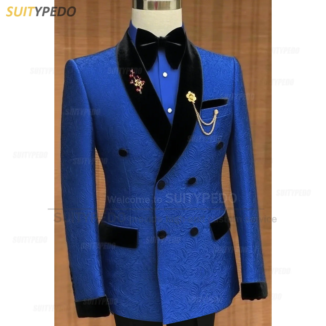 Luxury Jacquard Suit Sets For Men Wedding Banquet Grooms High Quality Outfits Classic Male Double Breasted Blazer Pants 2 Pcs Luxury Jacquard Suit Sets For Men Wedding Banquet Grooms High Quality Outfits Classic Male Double Breasted Blazer Pants 2 Pcs – Bild 10
