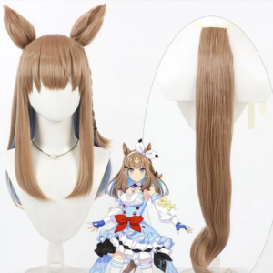 Uma Musume: Pretty Derby Cosplay Almond Eye Perücke Halloween Anime Party hitzebeständige synthetische hellbraune Perücke