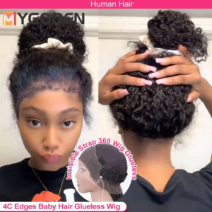 4C Kinky Edges Deep Wave Frontal Perücke Unsichtbarer Kordelzug 360 Full HD Lace Front Perücken Wasserwellen Glueless Perücken Echthaar
