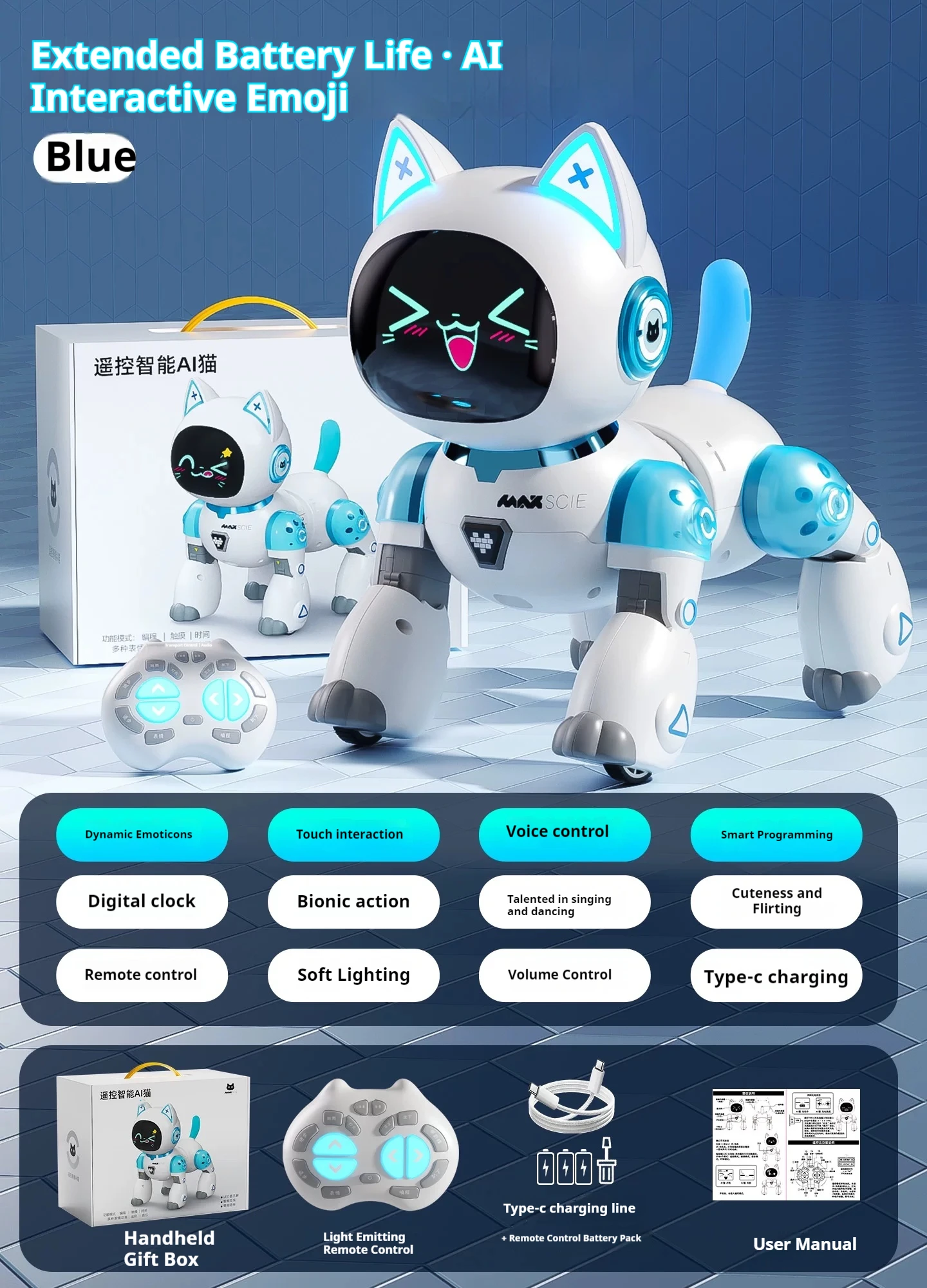 Ai Ferngesteuerter Tanzender Katzenroboter Mit Interaktiven Gesichtsausdrücken, Intelligentes Haustierspielzeug, Geeignet Für Mädchen Im Alter Von 3 Bis 6 Jahren Als Geburtstagsgeschenk. Ai Ferngesteuerter Tanzender Katzenroboter Mit Interaktiven Gesichtsausdrücken, Intelligentes Haustierspielzeug, Geeignet Für Mädchen Im Alter Von 3 Bis 6 Jahren Als Geburtstagsgeschenk. - Image 8