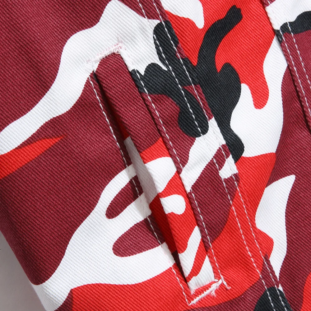 Männer Rot Camouflage Denim Weste Casual Baumwolle Weste Tank Top Männer Rot Camouflage Denim Weste Casual Baumwolle Weste Tank Top - Image 5